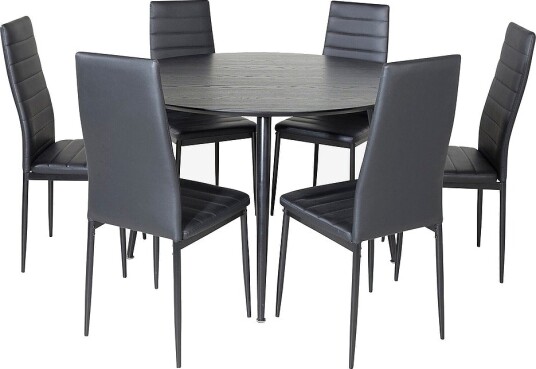 Venture Home Spisegruppe Dipp med 6 stk stoler Slim Svart Venture Home Spisegruppe Dipp med 6 stk stoler Slim Svart