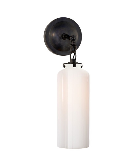 Visual Comfort Katie Small Cylinder Sconce Bronze/White Glass Visual Comfort Katie Small Cylinder Sconce Bronze/White Glass