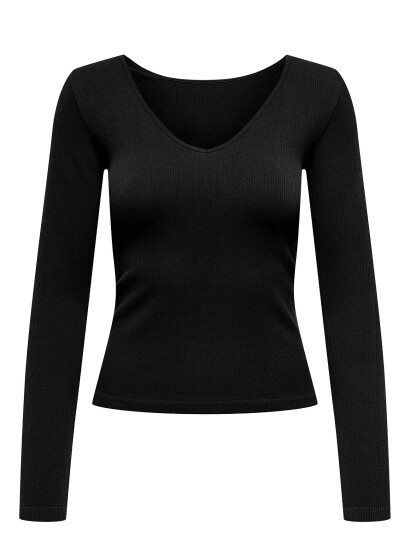 Only Play Onpjaia Life Vn Ls 2-Way Short Seam Top - Black - M/L