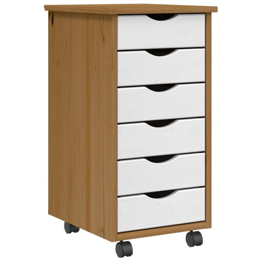 Rulleskap med skuffer MOSS honningbrun heltre furu 8721158359681