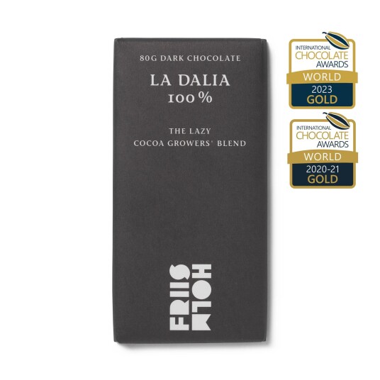 Friis-Holm Chokolade La Dalia 100 % The Lazy Cocoa Growers Blend Friis-Holm Chokolade La Dalia 100 % The Lazy Cocoa Growers Blend