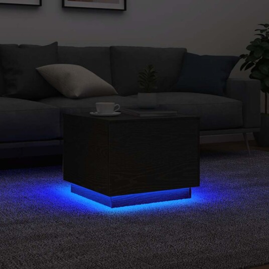 Salongbord med LED lys svart eik 50x50x40 cm Salongbord med LED lys svart eik 50x50x40 cm