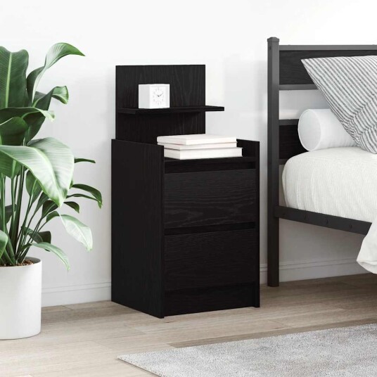 Nattskap med 2 skuffer 2 stk svart 38x34x80 cm Nattskap med 2 skuffer 2 stk svart 38x34x80 cm