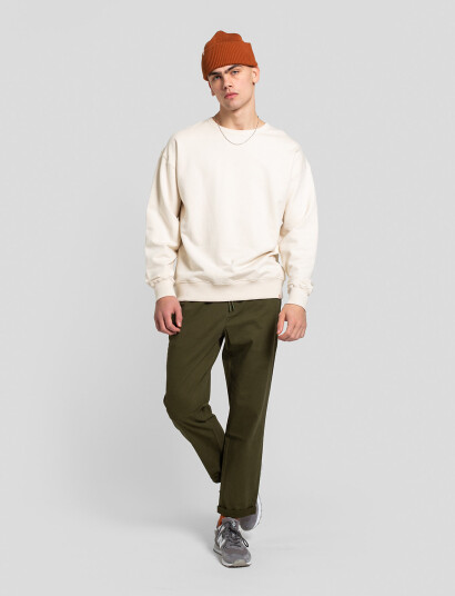 Revolution Loose Trousers With Vintage Wash And Elastic Waist - Green - M