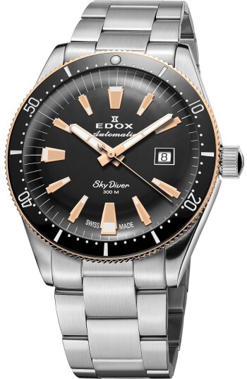 Edox Herreklokke 80126 357RNM NIRB Skydiver Sort/Stål Ø42 mm