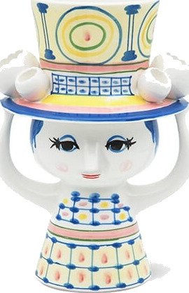 Bjørn Wiinblad - Lady with hat vase 20,5 cm blå