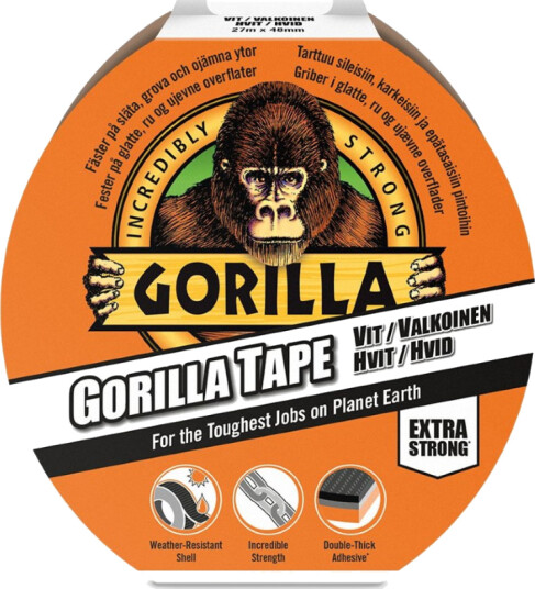 Gorilla Hvit Byggtape 48mm x 27m - Ekstra Sterk, Værbestandig Gorilla Hvit Byggtape 48mm x 27m - Ekstra Sterk, Værbestandig