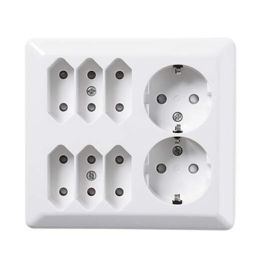 Elko EKO07482 Stikkontakt renhvit, 6 euro, 2 schuko