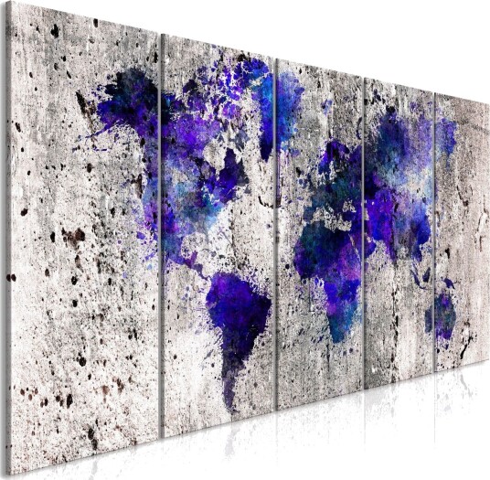 Bilde World Map Ink Blots 5 Parts Narrow 225x90 Artgeist sp. z o. o.