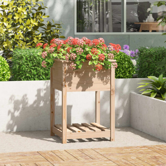 vidaXL Plantekasse med hylle 54x54x81 cm heltre furu vidaXL Plantekasse med hylle 54x54x81 cm heltre furu
