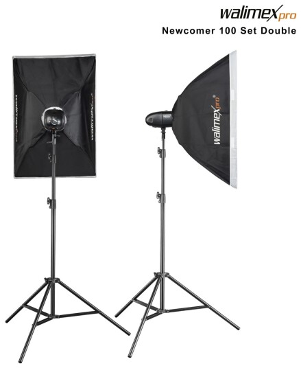 Walimex Newcomer 100 II Dobbelt Studioblits sett Sort 2 stk