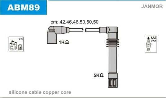JANMOR ABM89 Tennplugg kabelsett