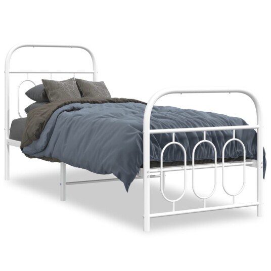  Sengeramme i metall med hode- og fotgavl hvit 75x190 cm 8721102646447