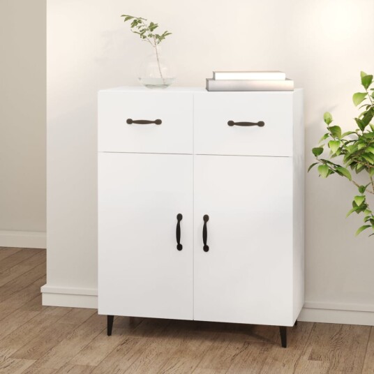 vidaXL Skjenk hvit 69,5x34x90 cm konstruert tre