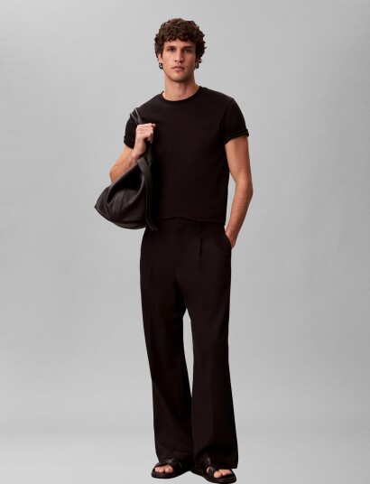 Calvin Klein Ss Slim Supima Logo Patch Tee Black XL