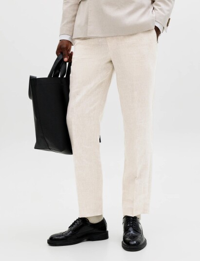 Jack & Jones Jprblamartin Lawrence Linen Trouser Un01   Beige   46