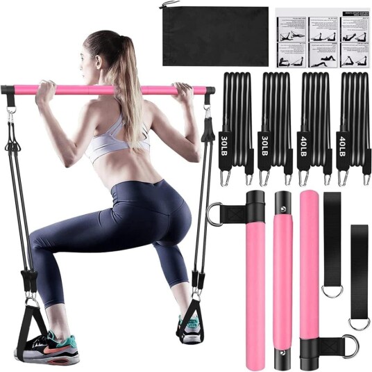 Pilatesstangsett med motstandsbånd Fullkroppstrening hjemme Pilatesstangsett med motstandsbånd Fullkroppstrening hjemme