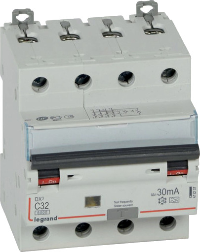 Legrand Kombinasjonsbryter DX3 Automatsikring/HPFI C 32A 30mA 4P 6/10kA type A 84 x 78 x 72 mm