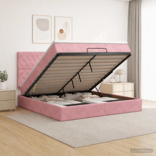 vidaXL Ottoman seng med madrass Rosa 140 x 190 cm Fløyel