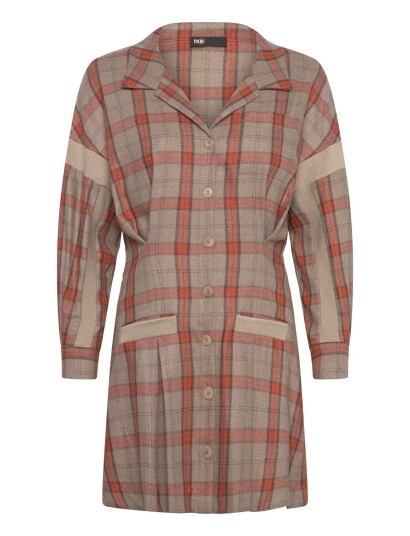 Maje Checked Shirt Dress   Orange   36