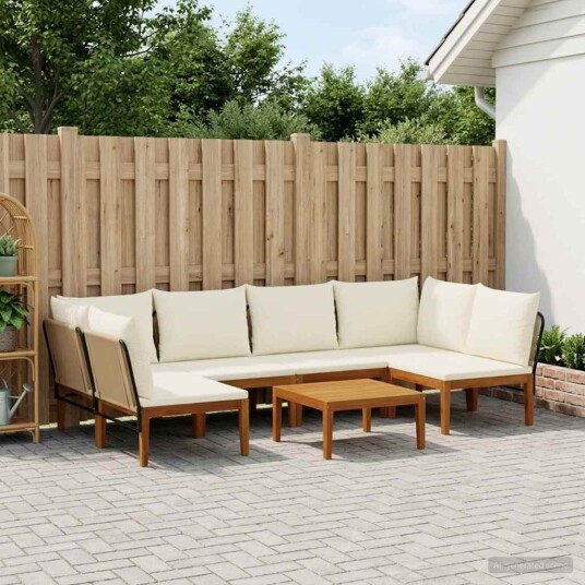vidaXL 7 pcs Solid akasietre og tau Naturlig