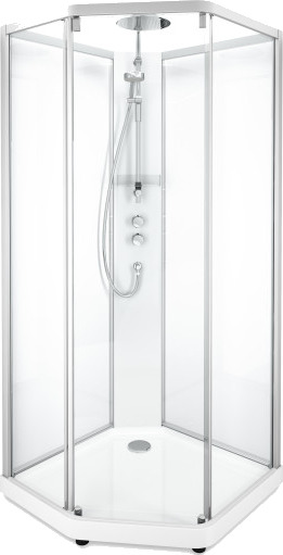 Contura Showerama Comfort dusjkabinett, 90x90 cm, alu matt profil, klart glass
