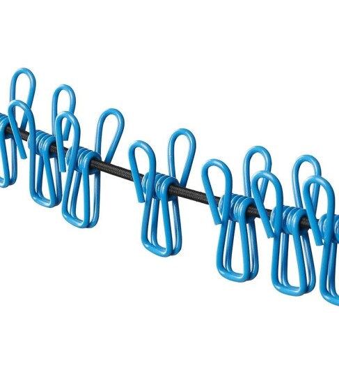 ProPlus REM362103 Elastisk t??rkesnor med 12 klesklyper ??? Lengde 200???330 cm