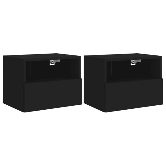  Veggmonterte TV-benker 2 stk svart 40x30x30 cm konstruert tre 836843
