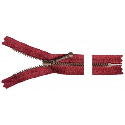 YKK Glidelås Antikk Messing 20cm 4mm Bordeaux