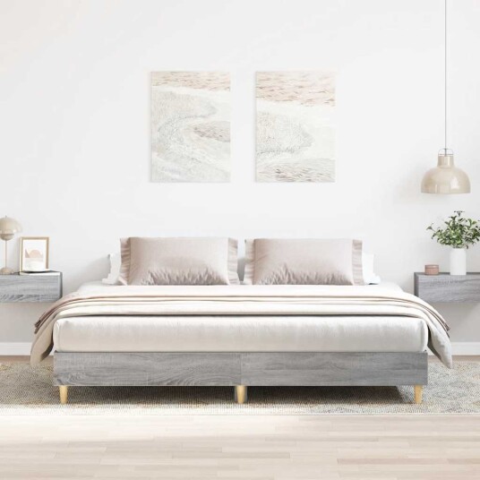 Sengeramme uten madrass grå sonoma 200x200 cm konstruert tre