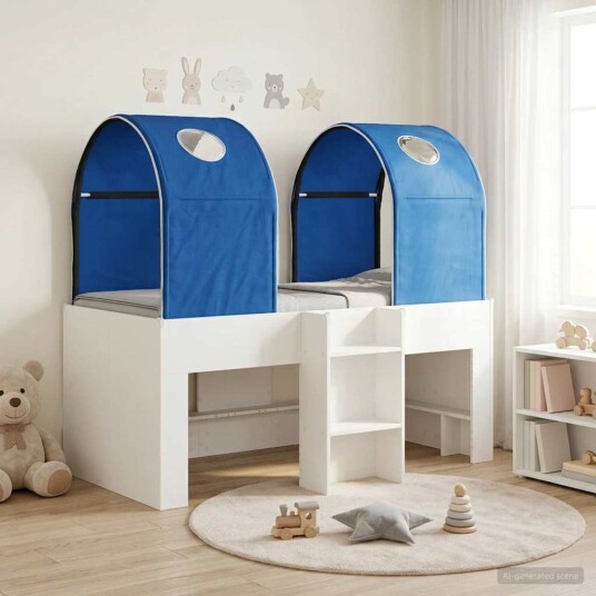  Seng med Tunnel 4 pcs Hvit og blå Konstruert tre