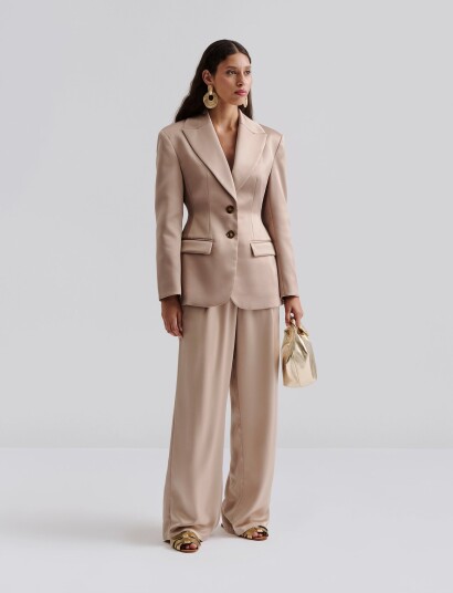 Malina Ella Tailored Peplum Blazer   Gold   L
