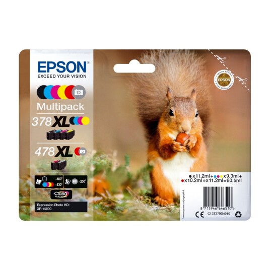 Epson Blekk Multipack 378xl/478xl (bk/gu/c/m/y/r) - Xp-15000