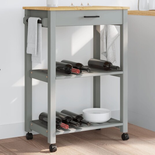 Kjøkkenvogn MONZA 60x40x90 cm heltre furu 376092 Kjøkkenvogn MONZA 60x40x90 cm heltre furu 376092