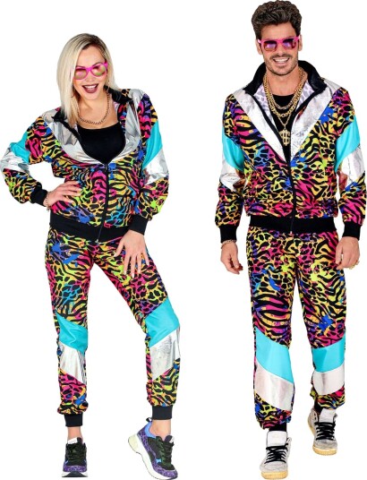 80 Talls Colourful Party Animal Grilldress til Voksen UV GLOW Strl M
