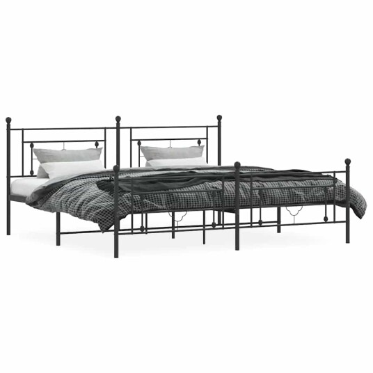 vidaXL Sengeramme i metall med hode- og fotgavl svart 193x203 cm 8721012248960