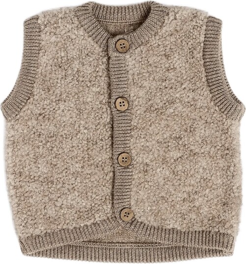 Smallstuff Natur Melange Vest Med Knapper Bouclé Merino Ull 80 86