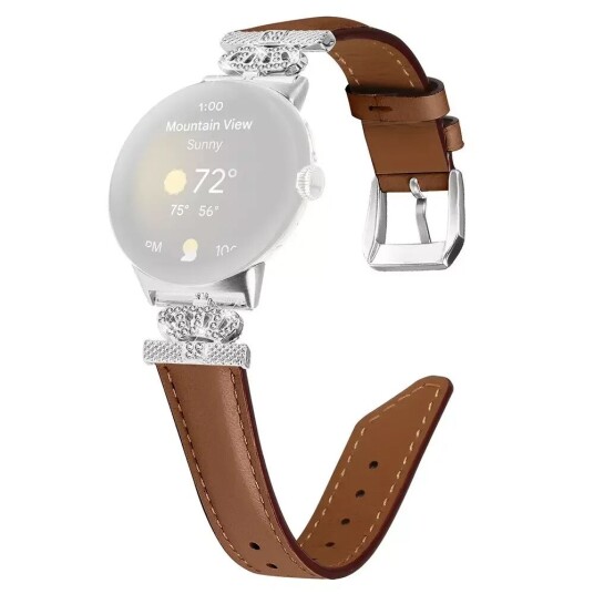 INCOVER Google Pixel Watch 1 / 2 Kunstskinn Rem med Sølv Rhinstenen Spenne - Brown INCOVER Google Pixel Watch 1 / 2 Kunstskinn Rem med Sølv Rhinstenen Spenne - Brown