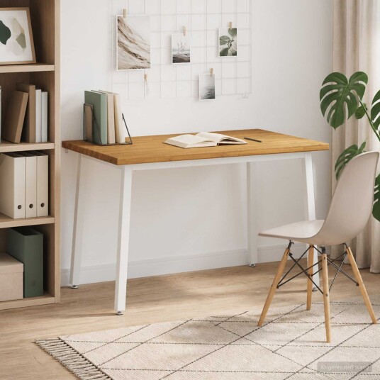 vidaXL 120 x 80 x 75 cm Solid akasietre Hvit Rektangulær