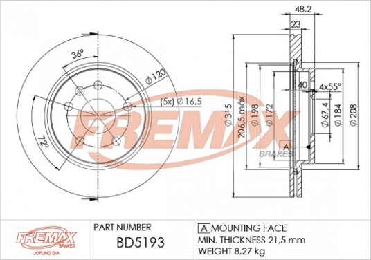 Bremseskive FREMAX BD-5193
