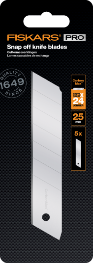 Fiskars carbonMax blade t/universalkniv knæk-blade 25mm 5 stk.