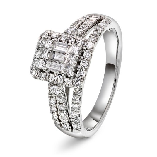 Elizabeth, Ring i 585 hvitt gull med diamanten, størrelse 50