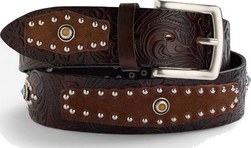 Alberto Luti Western belt with stamped details 95 brun herre