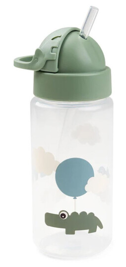 Done By Deer Happy Clouds Drikkeflaske med Sugerør - Grønn 350 ml Done By Deer Happy Clouds Drikkeflaske med Sugerør - Grønn 350 ml