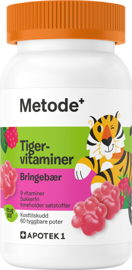Metode Tigervitaminer tyggbare poter bringebær 60 stk