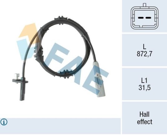 Sensor, ABS FAE 78552