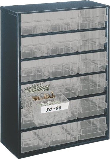 Raaco 137478 Oppbevaringsskap 417 x 306 x 150 mm 6 hyller, 18 skuffer, Garasjeinnredning & oppbevaring