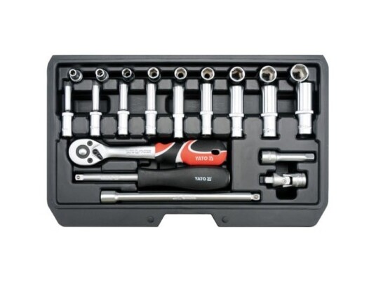 Yato 1/4" Pipenøkkelsett med 23 Deler i Krom-Vanadium Stål Yato 1/4" Pipenøkkelsett med 23 Deler i Krom-Vanadium Stål