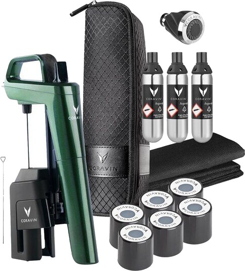 Coravin Timeless six+ vinkonserveringssystem 10 deler i veske grønn