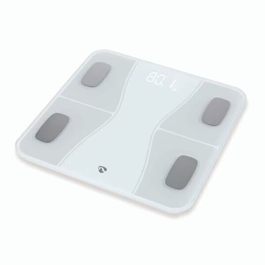 Nedis SmartLife Helse Scales | Bluetooth® | BMI / BMR / Bones / Fat / Muskler / Vann / Vekt | 12 | Maks. belastning: 180 kg | Android™ / IOS | ABS / Glass | Hvit Nedis SmartLife Helse Scales | Bluetooth® | BMI / BMR / Bones / Fat / Muskler / Vann / Vekt | 12 | Maks. belastning: 180 kg | Android™ / IOS | ABS / Glass | Hvit